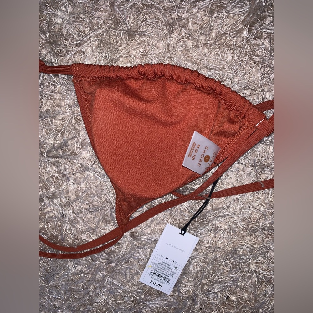 Shade & Shore Rust/Terracotta Bikini Top size Medium NWT Triangle top - Picture 2 of 3